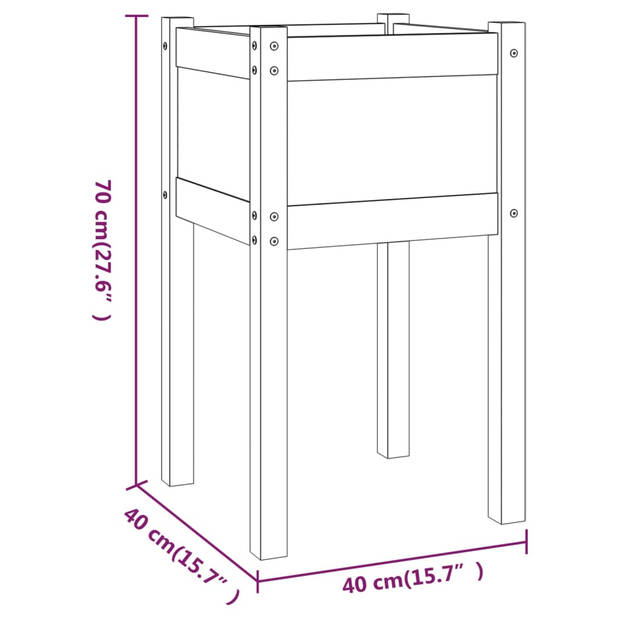 vidaXL Plantenbak 40x40x70 cm massief grenenhout