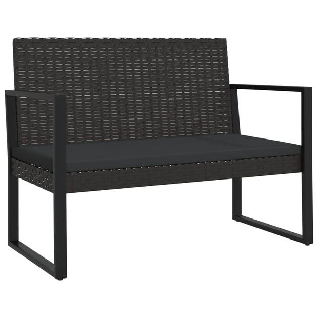 vidaXL 4-delige Loungeset met kussens poly rattan zwart