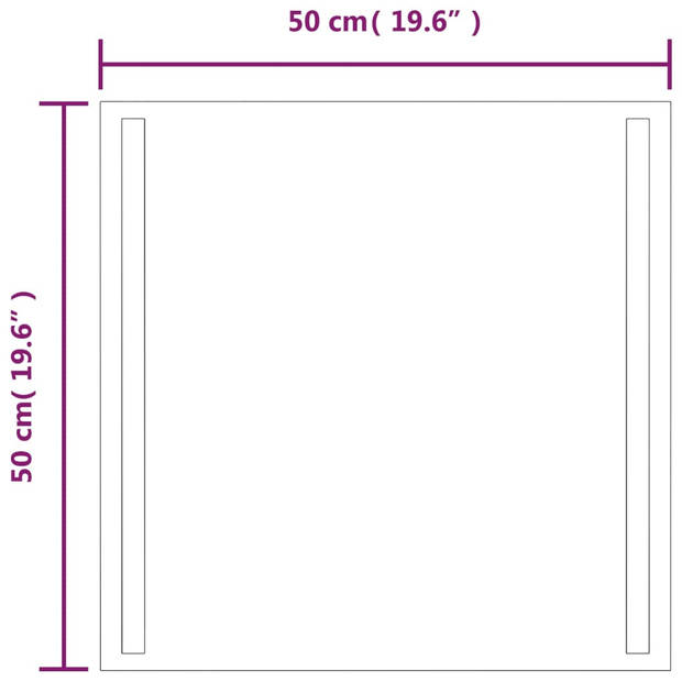 vidaXL Badkamerspiegel LED 50x50 cm