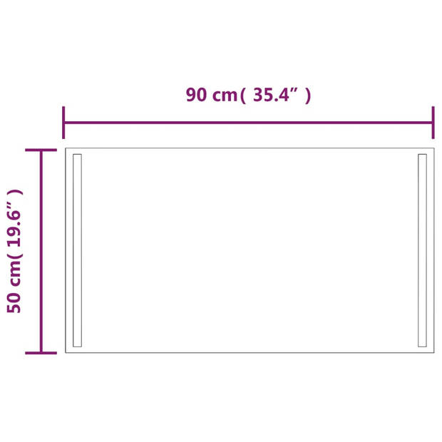 vidaXL Badkamerspiegel LED 90x50 cm