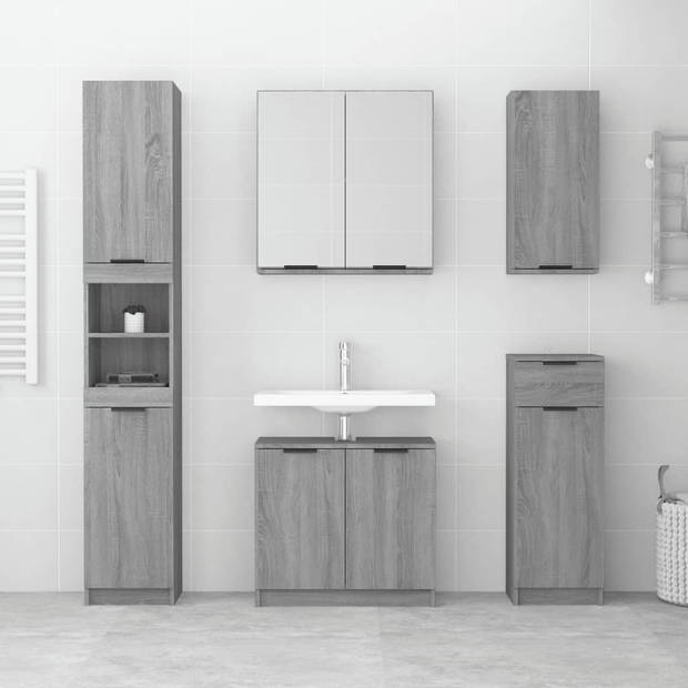 The Living Store Badkamermeubelset - Grijs Sonoma Eiken - 32 x 34 x 90 cm - Trendy ontwerp