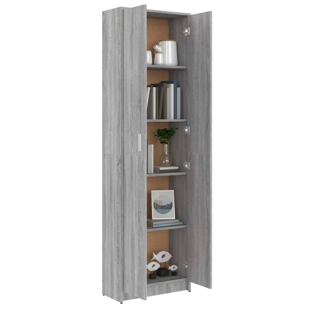 The Living Store Gangkast Hoog - 55x25x189 cm - Grijs Sonoma Eiken