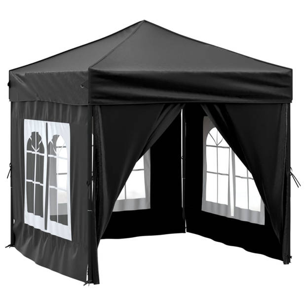 vidaXL Partytent inklapbaar met zijwanden 2x2 m zwart