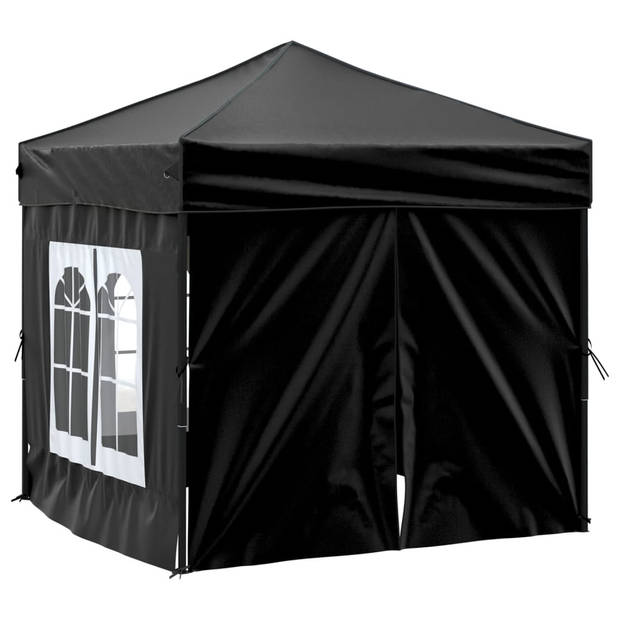 vidaXL Partytent inklapbaar met zijwanden 2x2 m zwart