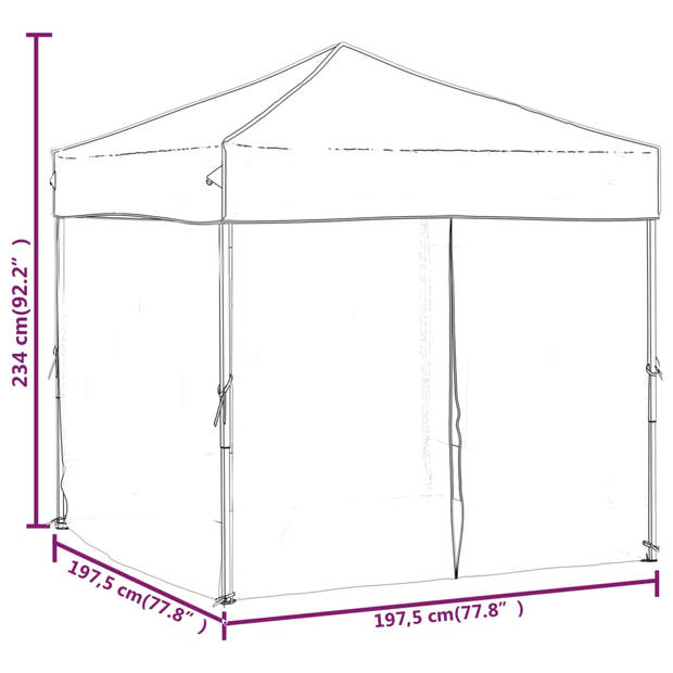 vidaXL Partytent inklapbaar met zijwanden 2x2 m zwart