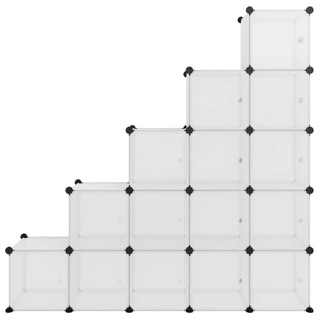 vidaXL Opbergmeubel met 15 vakken en deuren polypropeen transparant