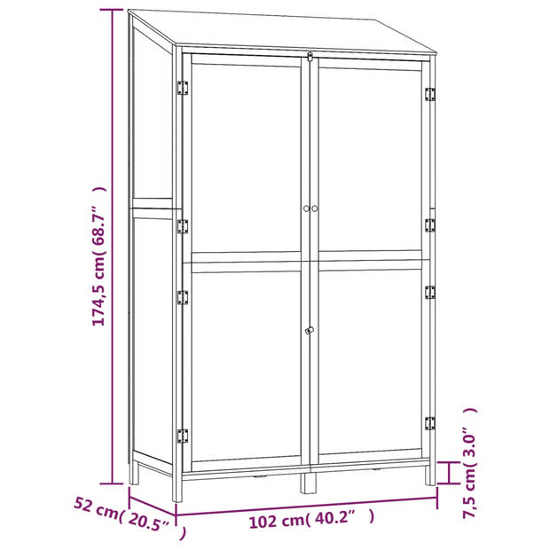 The Living Store Houten Tuinschuur - 102 x 52 x 174.5 cm - Massief Vurenhout - Wit