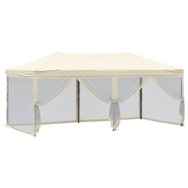 vidaXL Partytent inklapbaar met zijwanden 3x6 m crèmekleurig