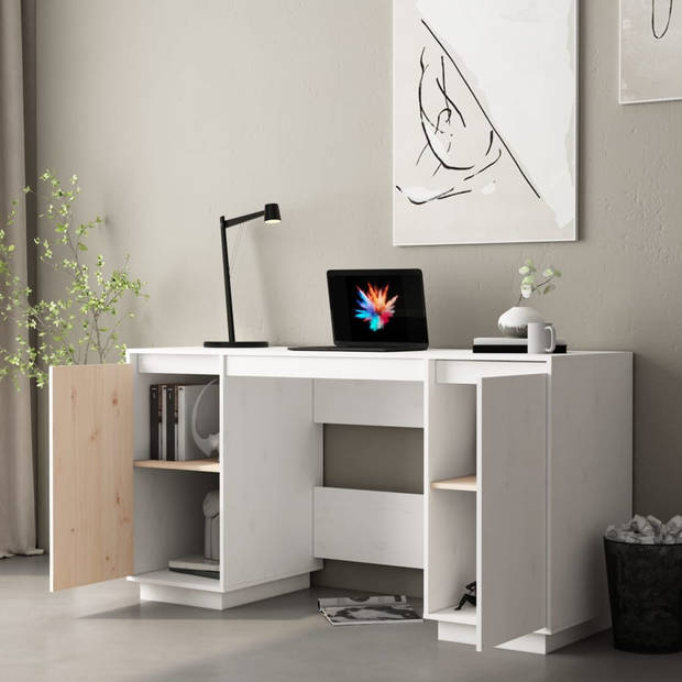 The Living Store Bureau - Klassiek - Wit - 140 x 50 x 75 cm - Massief grenenhout