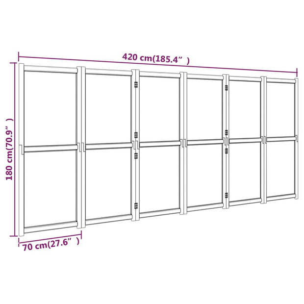 vidaXL Kamerscherm met 6 panelen 420x180 cm crèmewit