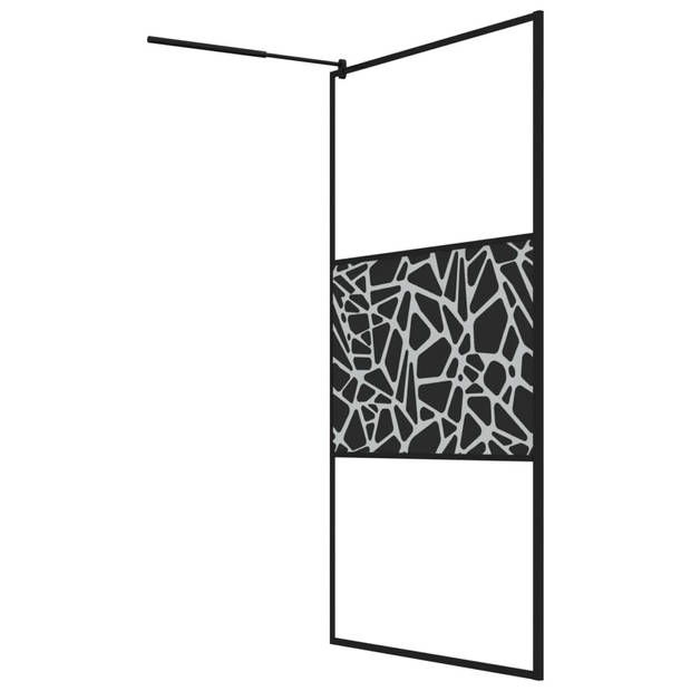 vidaXL Inloopdouchewand met stenenmotief 115x195 cm ESG-glas zwart