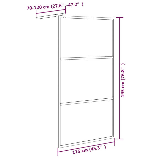 vidaXL Inloopdouchewand met stenenmotief 115x195 cm ESG-glas zwart