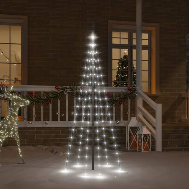 vidaXL Vlaggenmast kerstboom 108 LED's koudwit 180 cm