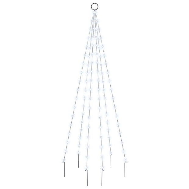 vidaXL Vlaggenmast kerstboom 108 LED's koudwit 180 cm