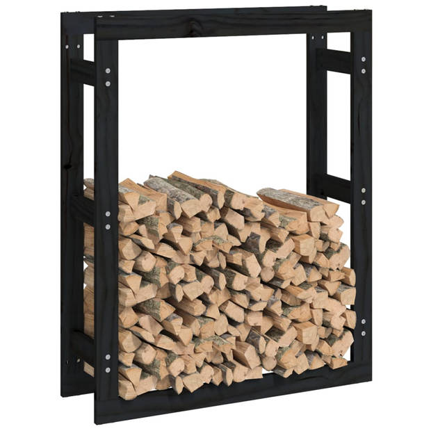vidaXL Haardhoutrek 80x25x100 cm massief grenenhout zwart