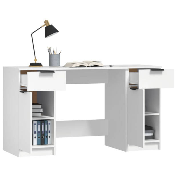 The Living Store Bureau - Moderne schrijftafel met bijzetkast - Afmetingen- 100 x 50 x 75 cm - Materiaal- bewerkt hout
