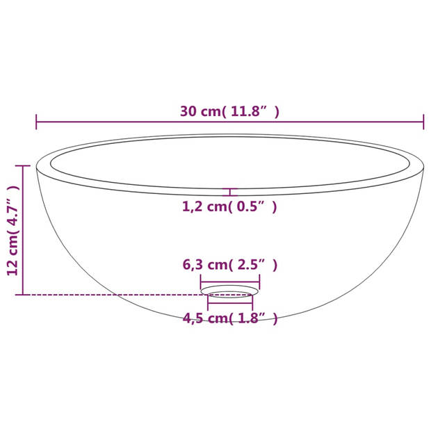 The Living Store Wastafel Gehard Glas - 30 x 12 cm - Wit