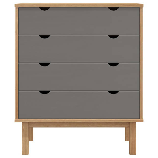 The Living Store OTTA Houten Ladekast - 76.5 x 39.5 x 90 cm - Massief Grenenhout - 4 Lades