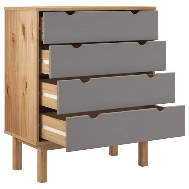 The Living Store OTTA Houten Ladekast - 76.5 x 39.5 x 90 cm - Massief Grenenhout - 4 Lades