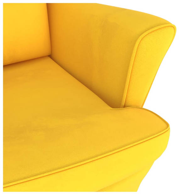 vidaXL Schommelstoel met houten poten en voetenbank fluweel geel