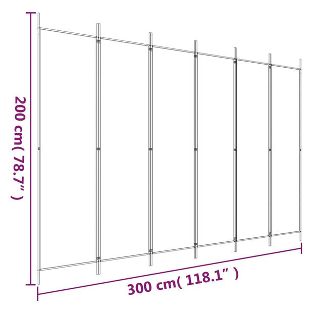 vidaXL Kamerscherm met 6 panelen 300x200 cm stof wit