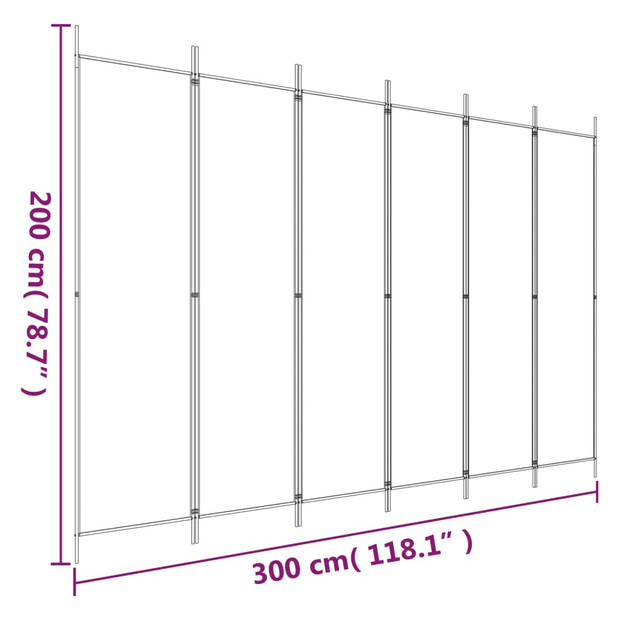 vidaXL Kamerscherm met 6 panelen 300x200 cm stof antracietkleurig