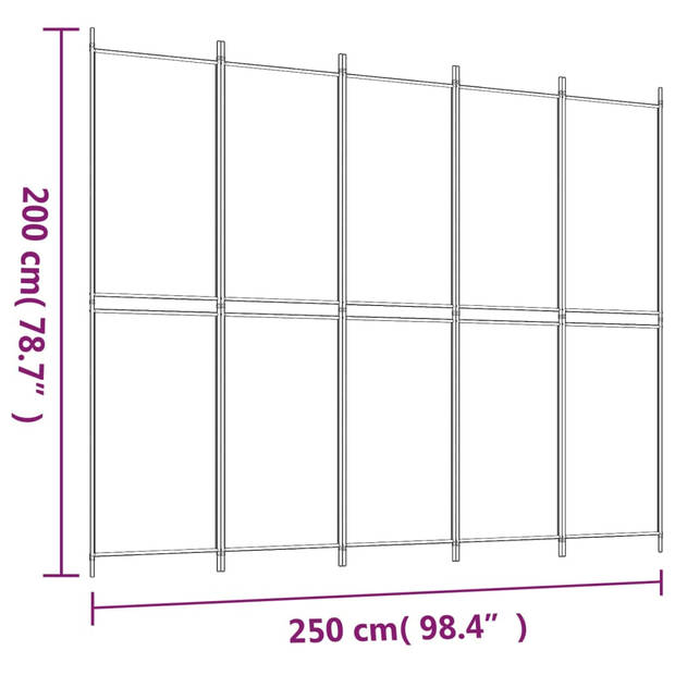 vidaXL Kamerscherm met 5 panelen 250x200 cm stof bruin