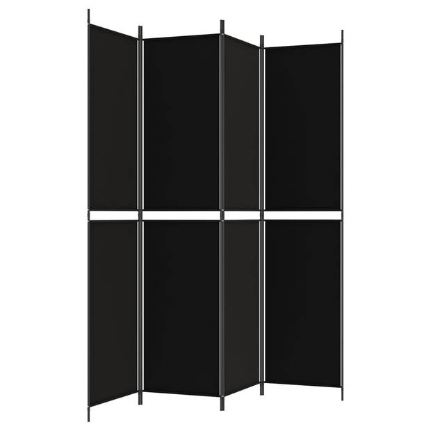 vidaXL Kamerscherm met 4 panelen 200x220 cm stof zwart