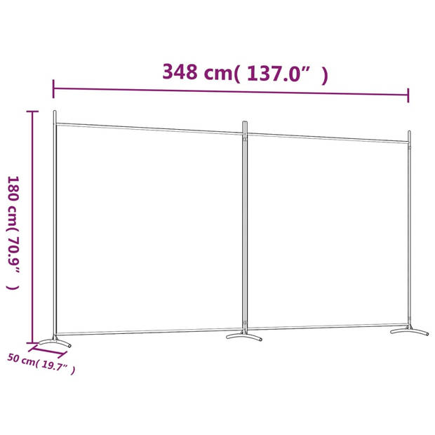 The Living Store Kamerscherm - Zwart - 348x180cm - Inklapbaar - Polyester