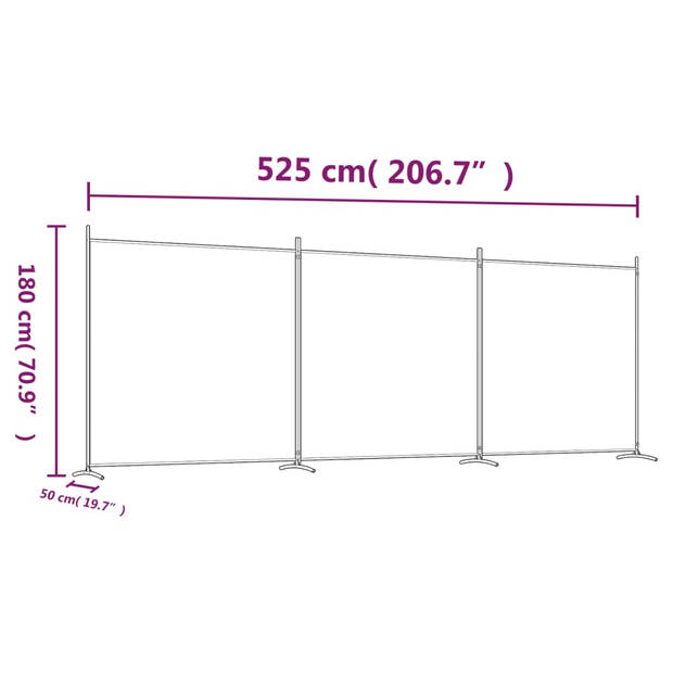 vidaXL Kamerscherm met 3 panelen 525x180 cm stof antracietkleurig