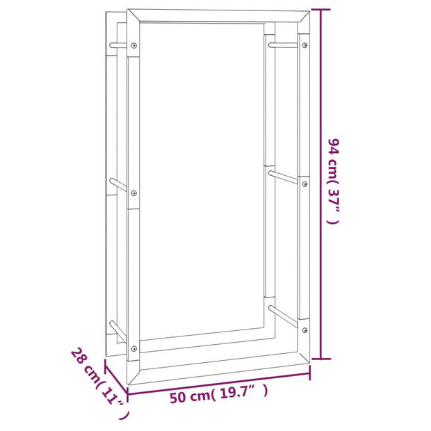 vidaXL Haardhoutrek 50x28x94 cm staal matzwart