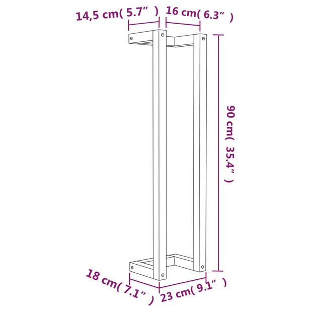 vidaXL Handdoekenrek 23x18x90 cm massief grenenhout