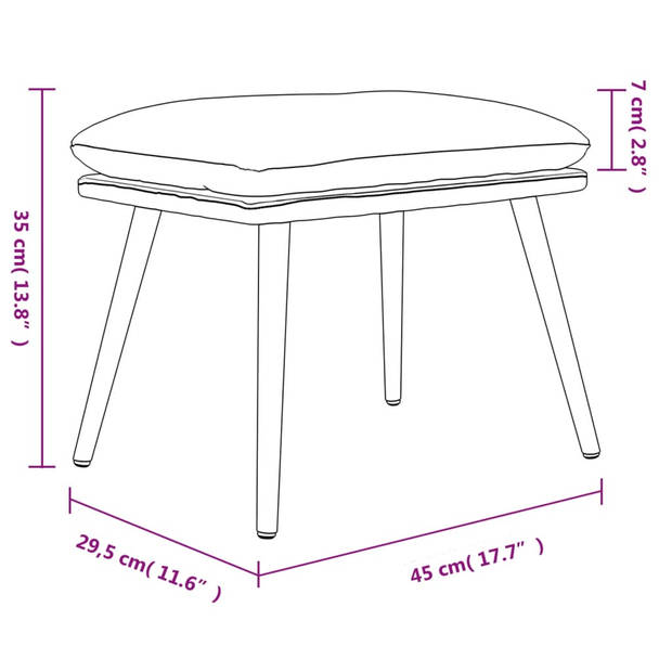 vidaXL Voetenbank 45x29,5x35 cm stof en kunstleer lichtgrijs