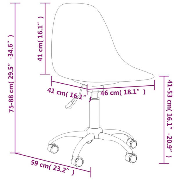 The Living Store Draaibare Eetkamerstoelen - Lichtgrijs - 46 x 59 x (75-88) cm - Polypropeen