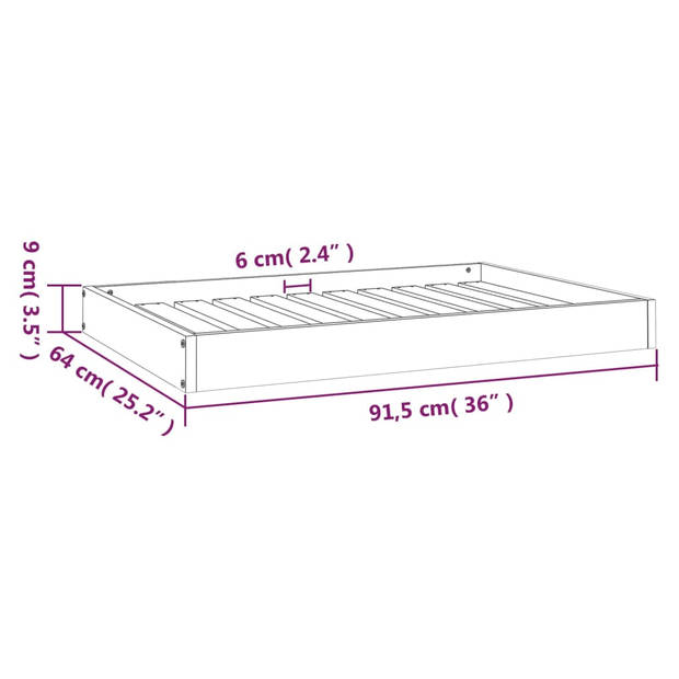 The Living Store Hondenmand Hondenbank - Massief grenenhout - 91.5 x 64 x 9 cm - Zwart