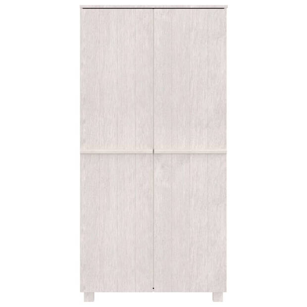 The Living Store HAMAR Garderobe - 89 x 50 x 180 cm - wit - Massief grenenhout en MDF