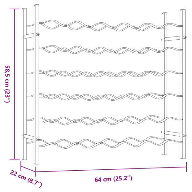 vidaXL Wijnrek voor 36 flessen metaal wit