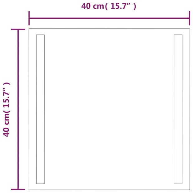 vidaXL Badkamerspiegel LED 40x40 cm