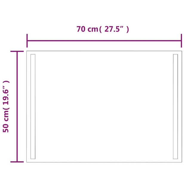 vidaXL Badkamerspiegel LED 70x50 cm