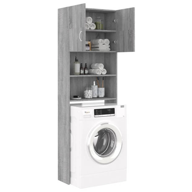 The Living Store waskasten - Grijs Sonoma Eiken - 64 x 25.5 x 190 cm