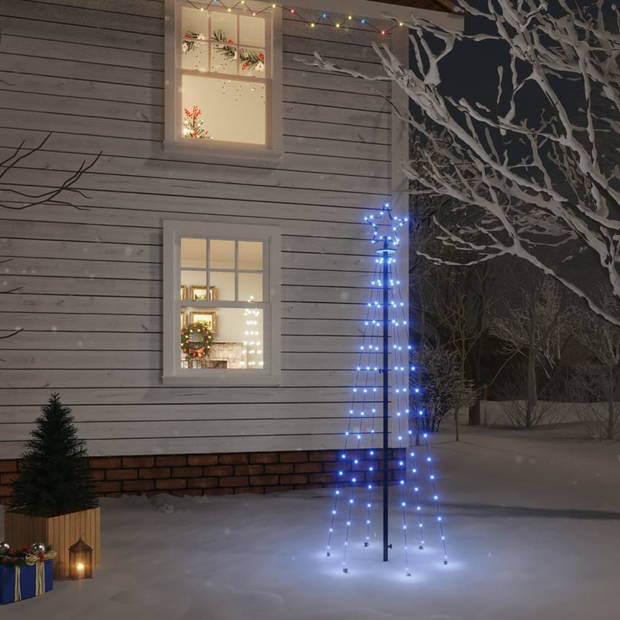 The Living Store LED-Kerstboom 180 cm - Blauw - 108 LEDs - Compact ontwerp