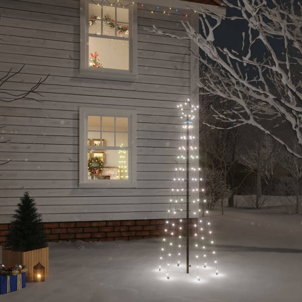 vidaXL Kerstboom met grondpin 108 LED's koudwit 180 cm