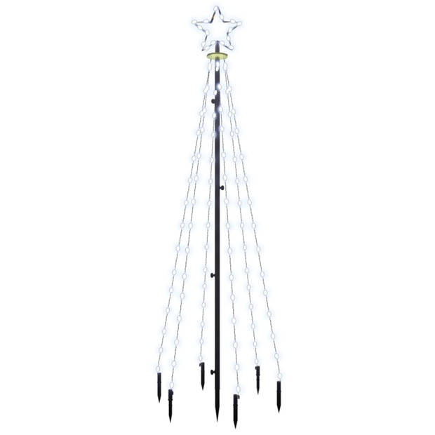 vidaXL Kerstboom met grondpin 108 LED's koudwit 180 cm