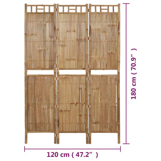 vidaXL Kamerscherm met 3 panelen 120x180 cm bamboe