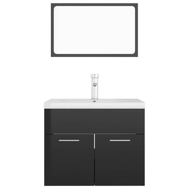 The Living Store Wastafelkast - Hoogglans zwart - 60 x 38.5 x 46 cm - Spaanplaat