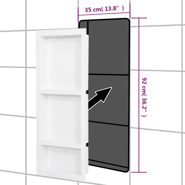 vidaXL Douchenis met 3 vakken 41x99x9 cm matwit