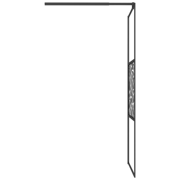 vidaXL Inloopdouchewand met stenenmotief 80x195 cm ESG-glas zwart