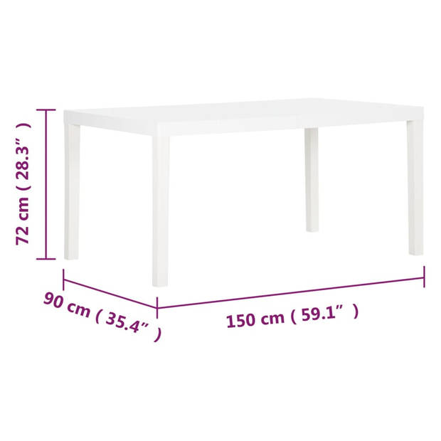 vidaXL Tuintafel 150x90x72 cm polypropeen wit