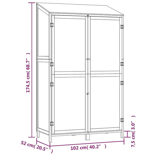 The Living Store Houten Tuinschuur - Massief Vurenhout - 102 x 52 x 174.5 cm - Bruin