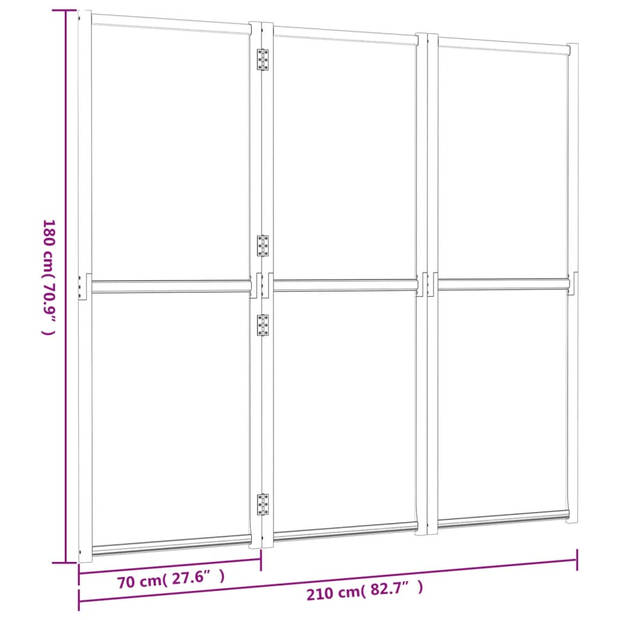 vidaXL Kamerscherm met 3 panelen 210x180 cm crèmewit